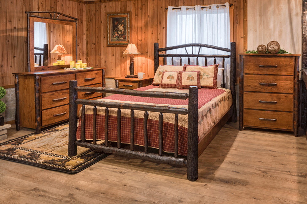 Hilltop Hickory Wagon Wheel Collection Bedroom Set Furniture Amish Made